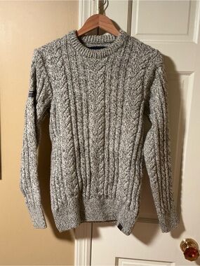 Superdry Men's Gray Cable Knit Crewneck Sweater